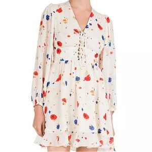 Floral lantern sleeve dress